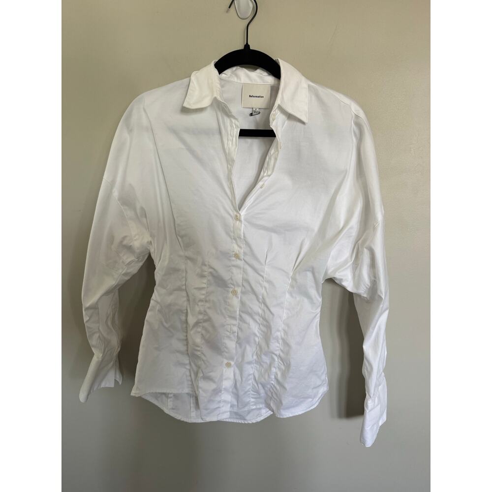 NWOT Reformation Vanta Shirt in Bright White SZ 2 - Picture 5 of 8